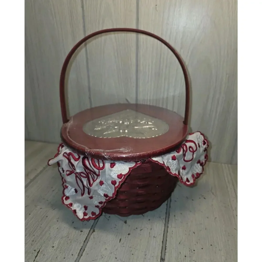 Vtg 2005 Longaberger Be My Valentine Basket Red Liner Sweetheart Doves Lid